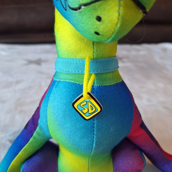 Toy Factory Scooby Doo 9” Rainbow Tie Dye Colorful Stuffed Plush Dog Toy Factory - Picture 4 of 13